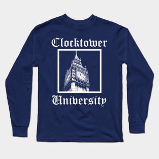 Clocktower University Shirt (Light text, Classic style) Long Sleeve T-Shirt